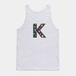 K letter with colorful paw print Tank Top